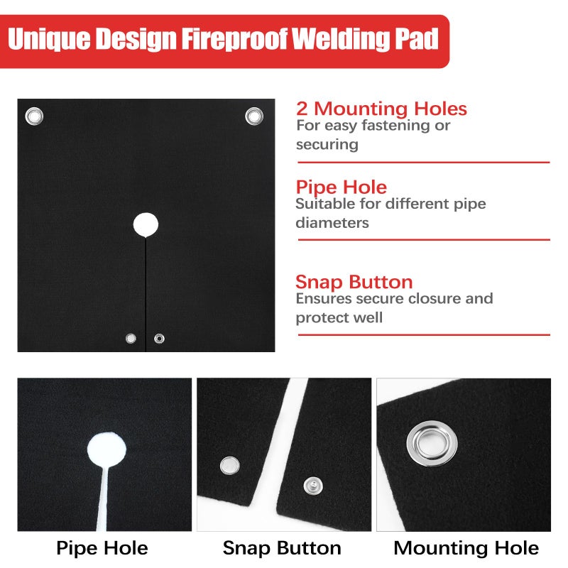 TOHONFOO 20x20x0.2in Welding Blanket Fireproof, 2 Packs 5mm Upgraded Thickened Heat Shield Mat, Brazing Heat Shield for Torch, Welding Pad for Plumbing, Solder Plumbers HVAC Torch Protector - Image 3